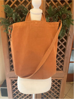 BAGGU Duck Bag Canvas Tote Crossbody Bag Rust Orange Recycled Cotton